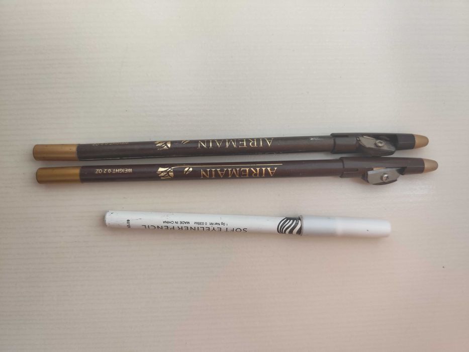 Kredki brązowe i biała do makijażu oczu ust