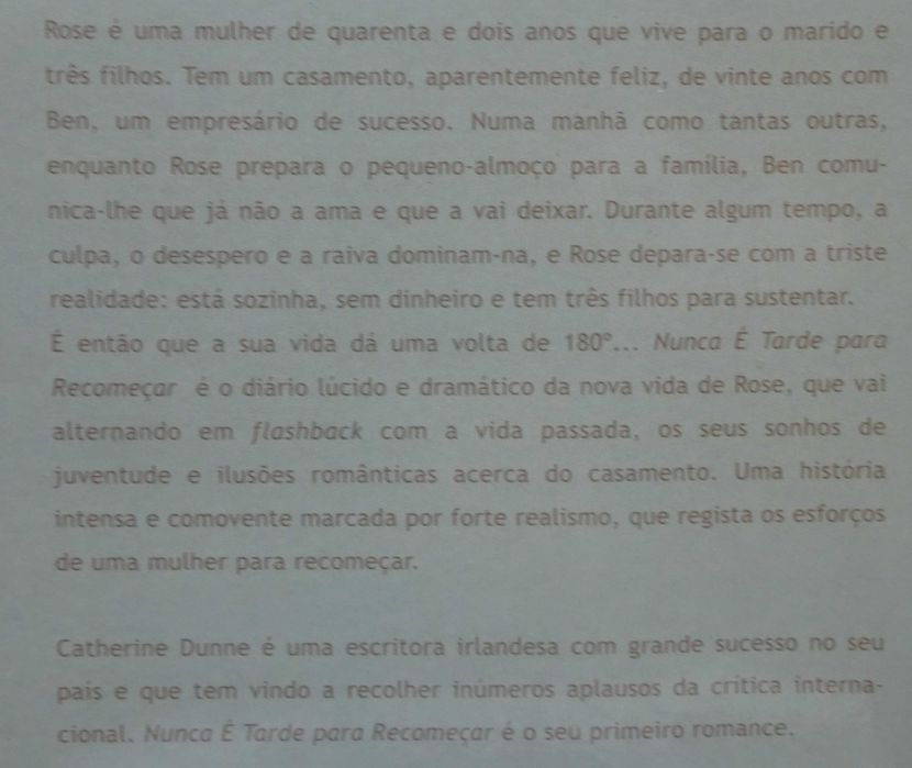 Nunca É Tarde Para Recomeçar de Catherine Dunne