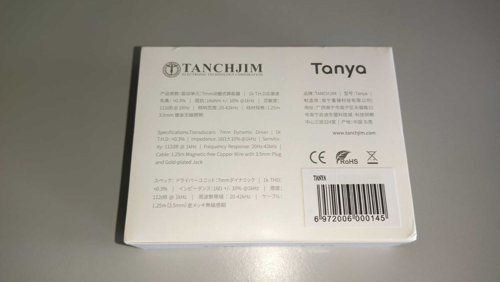 Earphones Tanchjim Tanya IEM (Novos)