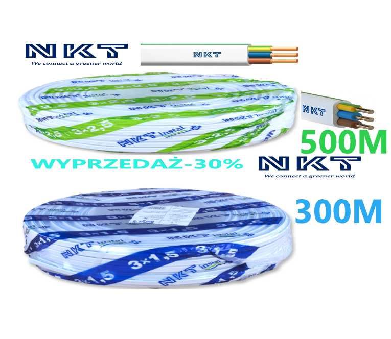 Przewód NKT Instal Plus kabel  YDYp ZESTAW YDY 2/3x1,5 + 5/3x2,5 800MB