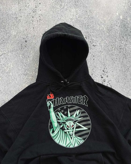 Черный худи Thrasher овер сайз