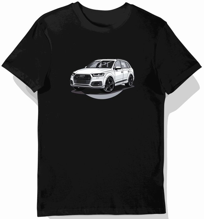 Koszulka męska czarna z artystycznym motywem Audi SUV XXL