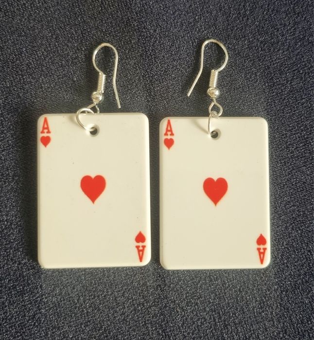 Kolczyki karty As dwustronny