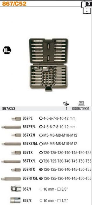 Zestaw Komplet Końcówki Bity 52 Sztuk 867 Beta Hit