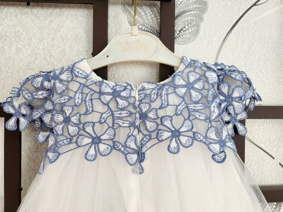 Дитяча сукня біла/блакитна, 80 розмір/1 рік