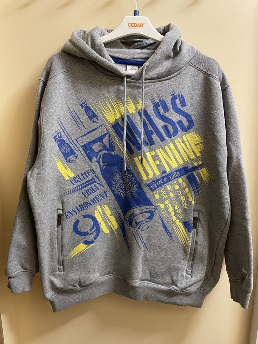 Bluza z kapturem M Mass Denim męska szara graffiti klasyk logo prosto