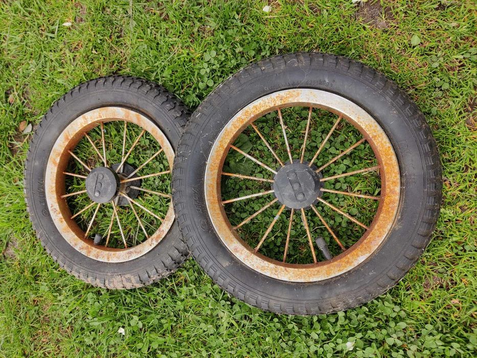 Stare Koła do Wózka Wozu Gokarta PRL – 12 cali (30 cm) – Zestaw 2 szt.