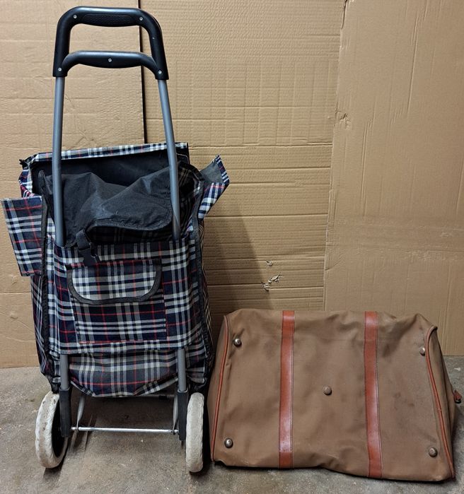 Trolley de compras e saco de alças