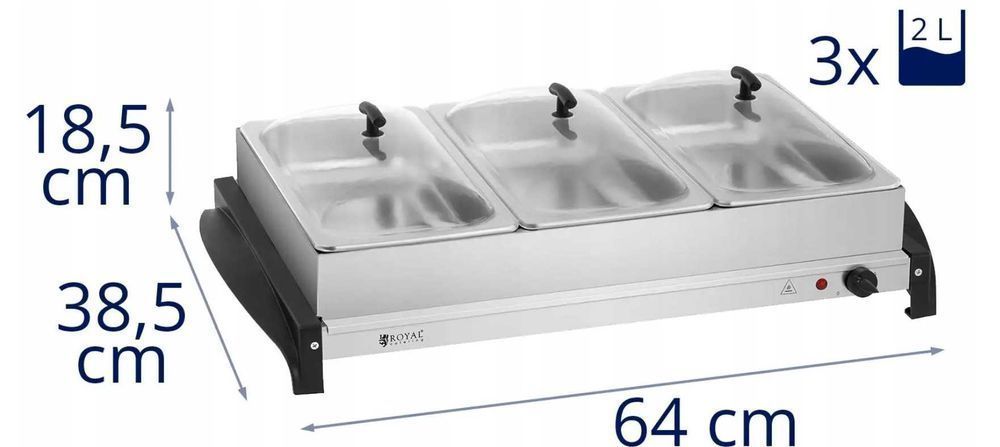 BEMAR 3x 2L Podgrzewacz do potraw 400W Bufetowy Catering Nowy