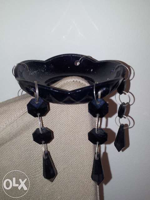 Castiçal em Vidro Preto