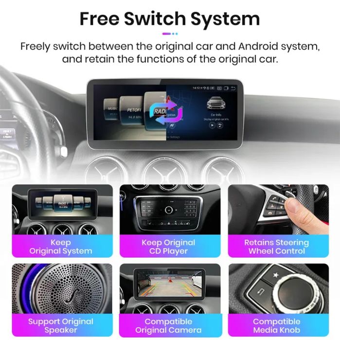 Rádio Android 8/128GB Mercedes CLA A GLA W176 C117 X117 x156 CARPLAY