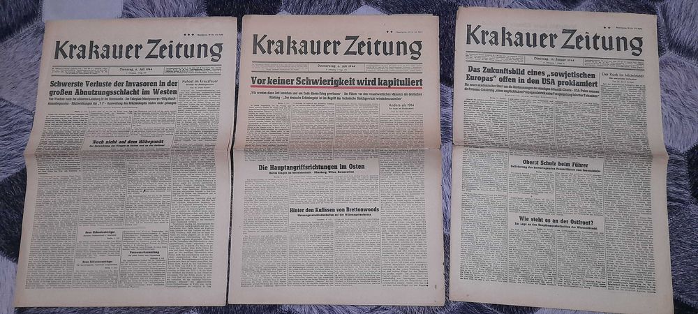 gazety Krakauer Zeitung 1944 Generalna Gubernia okupacja II Wojna