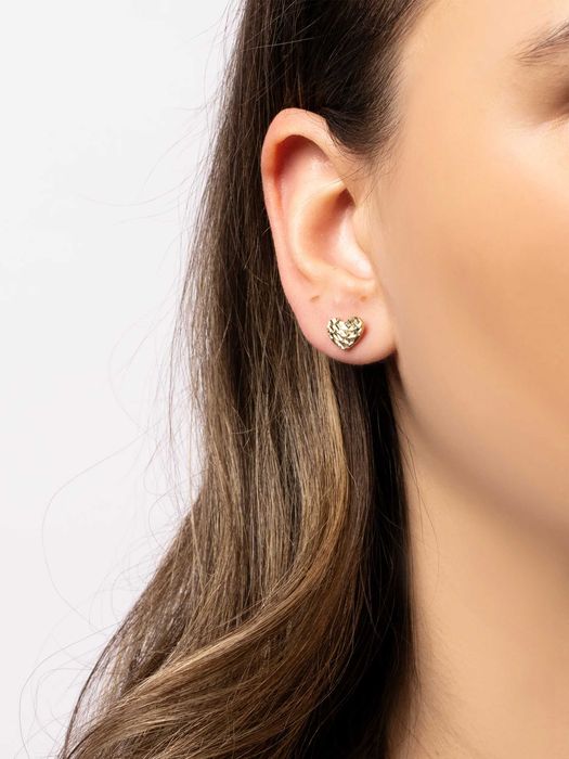 Złote kolczyki 585 serca diamentowane sztyft