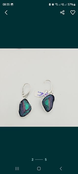 Srebrne kolczyki pr.925 Chalkopiryt zielony nowość