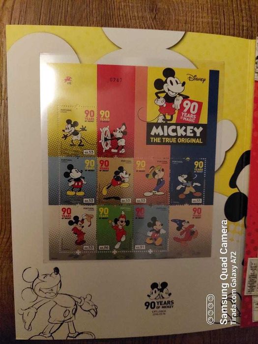 MICKEY 90 ANOS selos + fdc + bloco - Carteira ediçao especial CTT - 2018