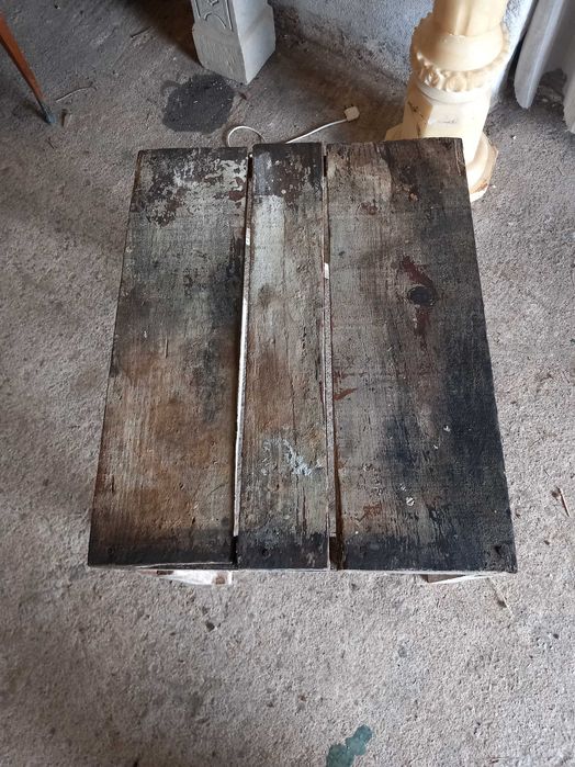 Mesa de trabalho de madeide pinho, antiga, bom estado, estrutura em X