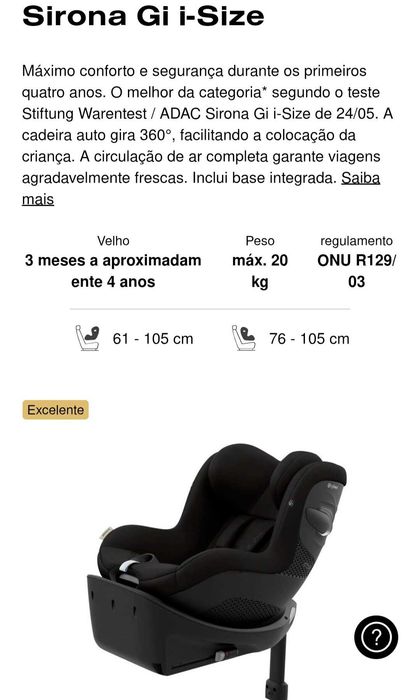 Cadeira bebé para carro Cybex