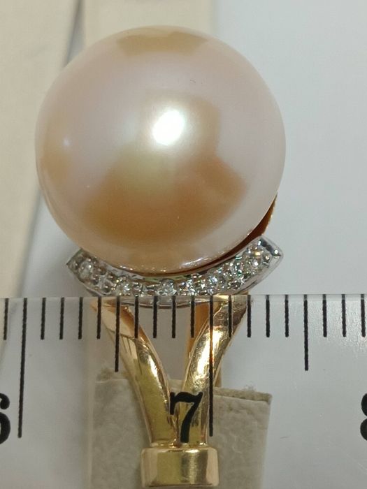 Золотые серьги 585 проба,жемчуг и бриллианты