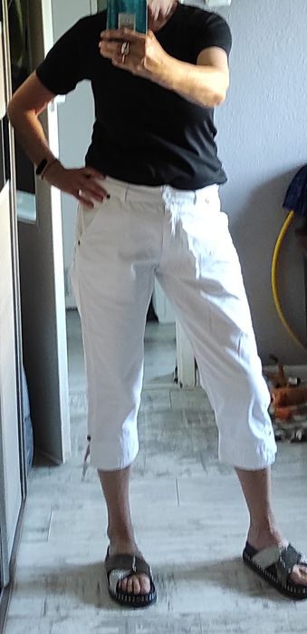 Spodnie białe bawełna Capri vintage