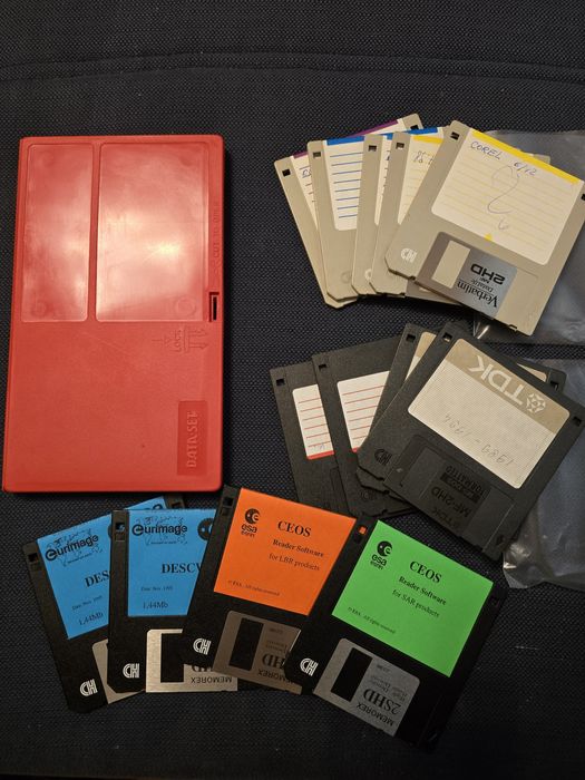 Pudełko i dyskietki retro prl