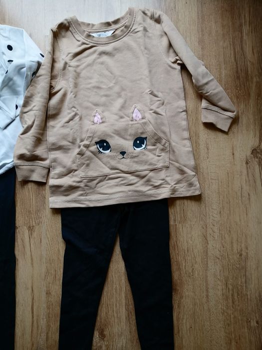 Zestaw spodnie getry bluzy tunika hm 110/116 sarenka kropki