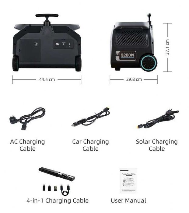Estação Energia Solar IEETek 3200W/6400W MPPT 1000W 2048Wh BT e WI-FI