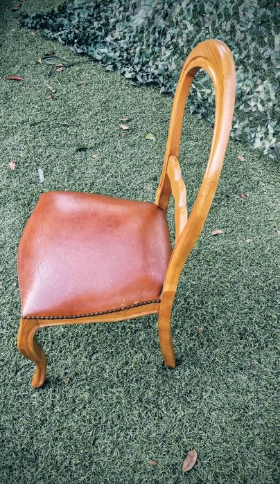 5 Cadeiras madeira em pele