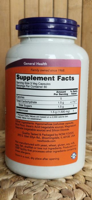 D-mannoza D-mannose 500mg 240 kapsułek