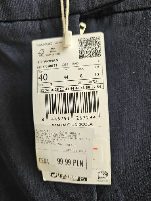 Spodnie Chinos wąskie r.40 granat