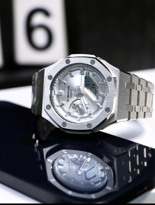 Casio GA 2100 custom годинник Оригінал металевий корпус , кастом часы