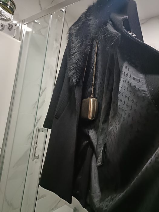 Casaco sobretudo da salsa com pêlo sintético