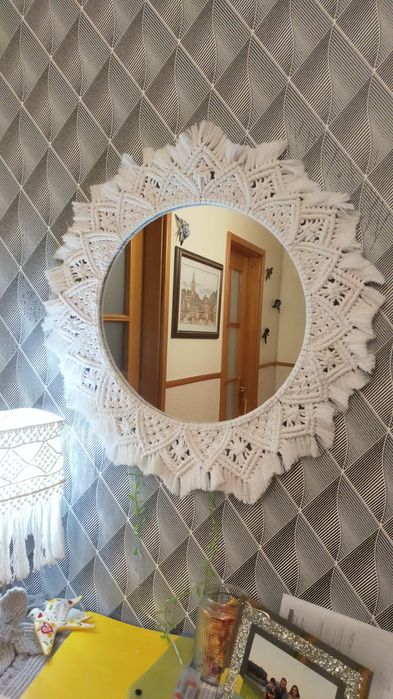 Espelho em macramé 50 cm