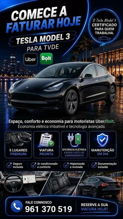 Tesla model 3 uber bolt tvde