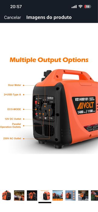 Gerador 1400W gasolina