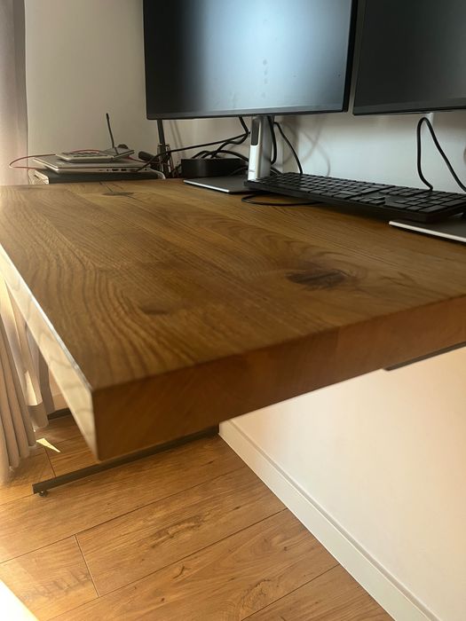 Biurko blat dębowy lity 60x90 cm ze wspornikami