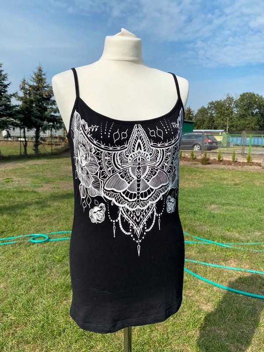 Top Black premium by EMP gothic goth emo alt coquette r.L czarny
