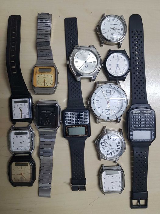 Zestaw zegarkow 13 Casio citizen D&S Ron Barcelo Nike Calculator Therm