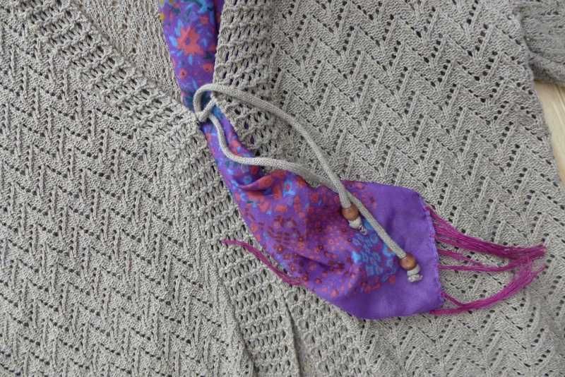 Ażurowa żakardowa narzutka lekki kardigan sweter bolerko L 40 XL 42