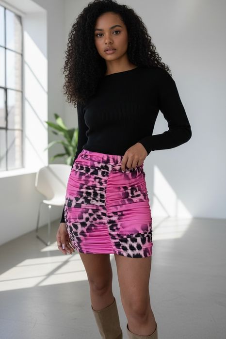 Spódnica MARSZCZONA By Me print gepard - fuksja