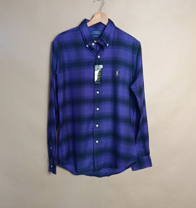 Polo Ralph Lauren koszula męska flanelowa M fioletowa krata nowa z met