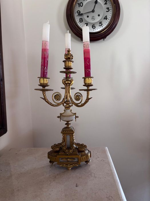 Conjunto Relogio e Candelabros
