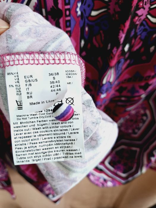 Sukienka midi wiskoza wzory różowa bon prix S 36