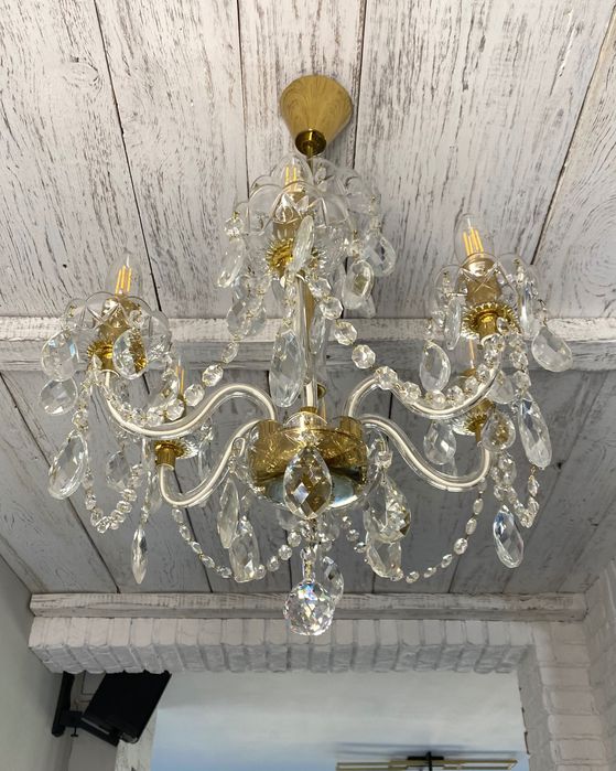 Люстра вінтажна Чехословакія, кришталева лампа