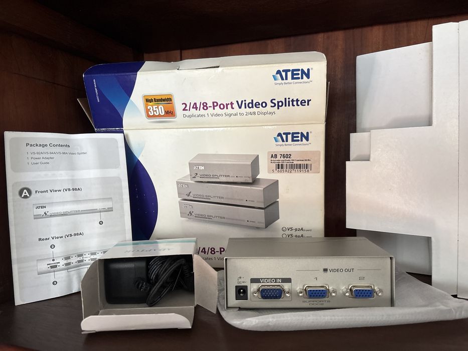 ATEN VS-92A Divisor VGA 2 Portas – Novo, Alta Resolução (350 MHz)