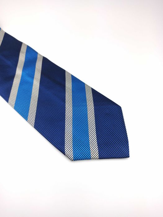 Gianni Versace granatowy jedwabny krawat w logo meduzy sap103