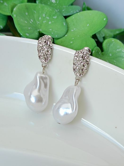 Nowe posrebrzane kolczyki srebrne perełki eleganckie hit