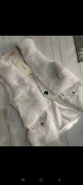 Bezrękawnik beż zatrzask L