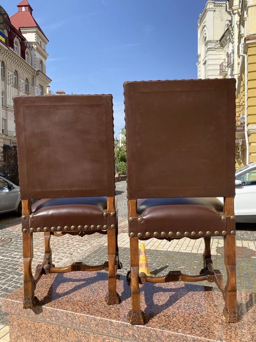 Кресло стул антиквариат кожаное шкіра век