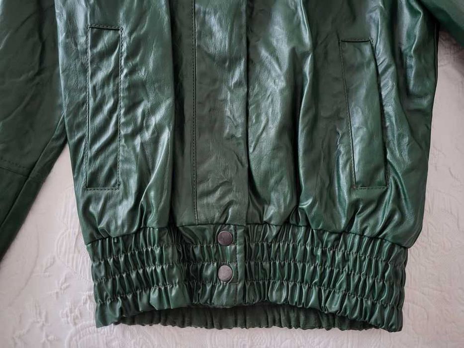 Blusão de pele verde novo Zara