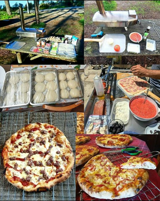 Forno inox  campismo pão, pizza, frango, carne assada a lenha